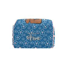 Load image into Gallery viewer, Denim Blue and Pink Personalized Diaper Bag