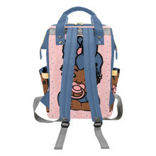 Load image into Gallery viewer, Pink and Denim Blue Floral Personalized Diaper Bag