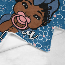 Load image into Gallery viewer, Denim Blue and Pink Personalized Baby Blanket