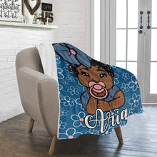 Load image into Gallery viewer, Denim Blue and Pink Personalized Baby Blanket
