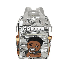 Load image into Gallery viewer, Gray Camo Personalized Diaper Bag