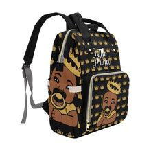 Load image into Gallery viewer, Black and Gold Little Prince Diaper Bag