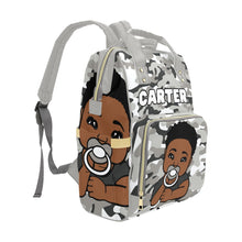 Load image into Gallery viewer, Gray Camo Personalized Diaper Bag