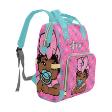 Load image into Gallery viewer, Pink and Blue Stars Personalized Diaper Bag