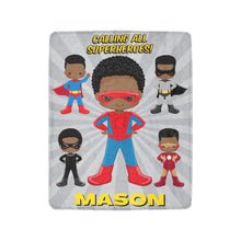 Load image into Gallery viewer, Black Boy Superhero Personalized Blanket - Vol 2