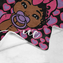 Load image into Gallery viewer, Purple and Pink Hearts Baby Girl Personalized Blanket