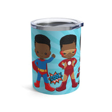 Load image into Gallery viewer, Black Boy Superhero 10oz Tumbler (Light Blue)