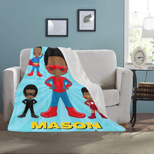 Load image into Gallery viewer, Black Boy Superhero Personalized Blanket - Vol 2