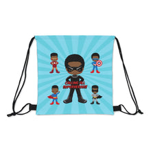 Load image into Gallery viewer, Black Boy Superhero Drawstring Bag (Light Blue)