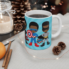 Load image into Gallery viewer, Black Boy Superhero 11oz Mug (Light Blue)