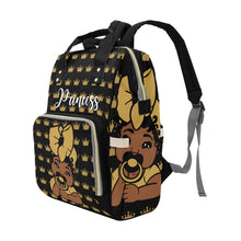 Load image into Gallery viewer, Black and Gold Crown Princess Diaper Bag