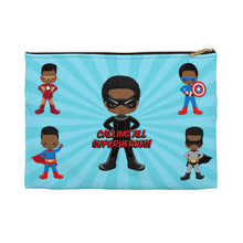 Load image into Gallery viewer, Black Boy Superhero Accessory Pouch (Light Blue)