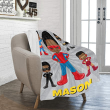 Load image into Gallery viewer, Black Boy Superhero Personalized Blanket - Vol 2
