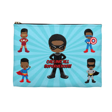 Load image into Gallery viewer, Black Boy Superhero Accessory Pouch (Light Blue)