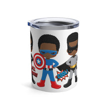 Load image into Gallery viewer, Black Boy Superhero 10oz Tumbler (White)