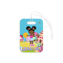 Load image into Gallery viewer, Candy Girl Afro Puff Personalized Luggage Tag