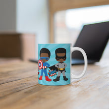 Load image into Gallery viewer, Black Boy Superhero 11oz Mug (Light Blue)
