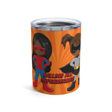 Load image into Gallery viewer, Black Girl Superhero 10oz Tumbler (Orange)