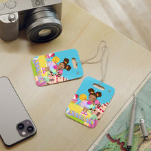 Load image into Gallery viewer, Candy Girl Afro Puff Personalized Luggage Tag (Light Brown)
