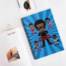 Load image into Gallery viewer, Black Boy Superhero Spiral Notebook (Dark Blue)