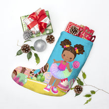 Load image into Gallery viewer, Candy Girl Afro Puff Christmas Stocking (Light Brown)