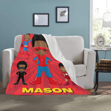 Load image into Gallery viewer, Black Boy Superhero Personalized Blanket - Vol 2
