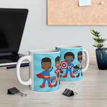 Load image into Gallery viewer, Black Boy Superhero 11oz Mug (Light Blue)