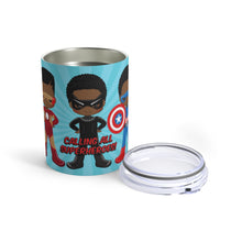 Load image into Gallery viewer, Black Boy Superhero 10oz Tumbler (Light Blue)