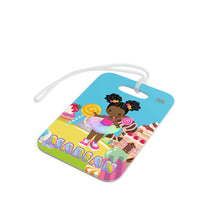 Load image into Gallery viewer, Candy Girl Afro Puff Personalized Luggage Tag