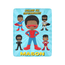 Load image into Gallery viewer, Black Boy Superhero Personalized Blanket - Vol 2