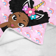 Load image into Gallery viewer, Unicorn Rainbow Puff Girl Blanket