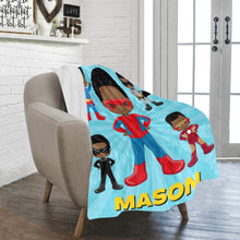 Load image into Gallery viewer, Black Boy Superhero Personalized Blanket - Vol 2