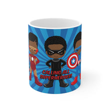 Load image into Gallery viewer, Black Boy Superhero 11oz Mug (Dark Blue)