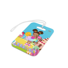 Load image into Gallery viewer, Candy Girl Afro Puff Personalized Luggage Tag (Light Brown)