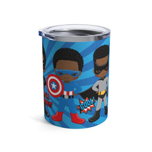 Load image into Gallery viewer, Black Boy Superhero 10oz Tumbler (Dark Blue)
