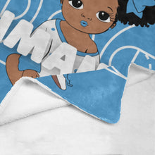 Load image into Gallery viewer, Baby Blue and White Basketball Personalized Baby Girl Blanket