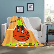 Load image into Gallery viewer, Black Boy Basketball Personalized Blanket
