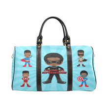 Load image into Gallery viewer, Black Boy Superhero Travel Bag (Light Blue)
