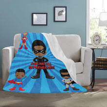 Load image into Gallery viewer, Black Boy Superhero Blanket (Dark Blue)