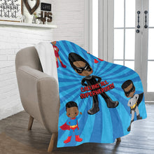 Load image into Gallery viewer, Black Boy Superhero Blanket (Dark Blue)