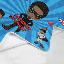 Load image into Gallery viewer, Black Boy Superhero Blanket (Dark Blue)