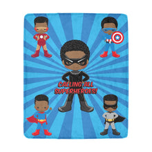 Load image into Gallery viewer, Black Boy Superhero Blanket (Dark Blue)