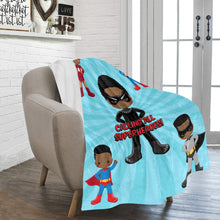 Load image into Gallery viewer, Black Boy Superhero Blanket (Light Blue)