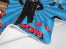 Load image into Gallery viewer, Black Boy Superhero Personalized Blanket