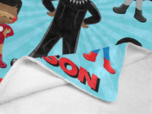 Load image into Gallery viewer, Black Boy Superhero Personalized Blanket