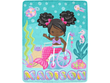Load image into Gallery viewer, Black Girl Mermaid in Wheelchair Personalized Blanket
