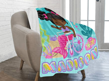 Load image into Gallery viewer, Black Girl Mermaid in Wheelchair Personalized Blanket