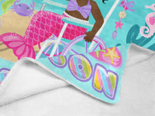 Load image into Gallery viewer, Black Girl Mermaid in Wheelchair Personalized Blanket