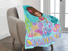 Load image into Gallery viewer, Black Girl Mermaid in Wheelchair Personalized Blanket