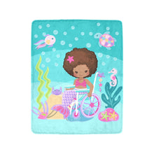 Load image into Gallery viewer, Black Girl Mermaid in Wheelchair Blanket